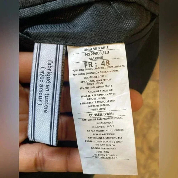 AMI Paris Wool and Cashmere Blend Navy Blue Coat Sz M - Picture 9 of 14